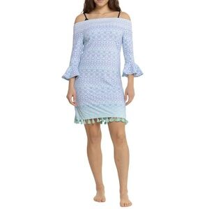 Cabana Life Off-Shoulder Sundress/Beach Cover Up with Flutter Sleeves - Size XL